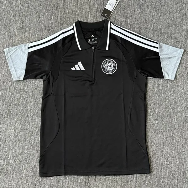 26-27 Celtic Black Polo Short Sleeve (半拉链)