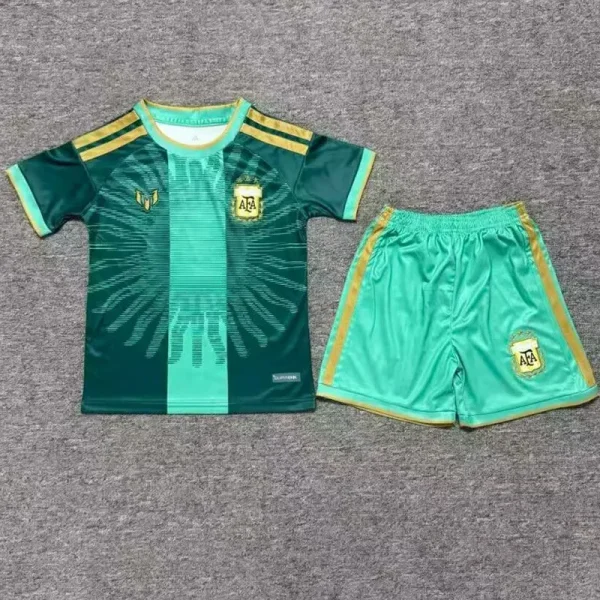 26-27 Argentina Messi Farewell Match Green Kids Soccer Jersey