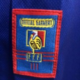 1998 France Home Long Sleeve Retro Soccer Jersey(带决赛字)