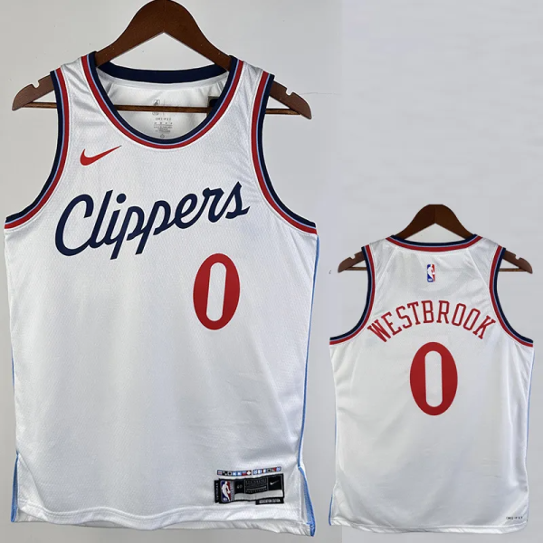 24-25 Clippers WESTBROOK #0 White City Edition Home Top Quality Hot Pressing NBA Jersey