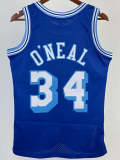 1996-97 LAKERS O'NEAL #34 Blue Retro Top Quality Hot Pressing NBA Jersey(圆领）
