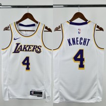 24-25 Lakers KNECHT #4 White Top Quality Hot Pressing NBA Jersey(圆领)