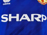 1986 Man Utd Third Blue Long sleeves Retro Soccer Jersey