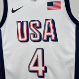 2024 Olympic Game USA CURRY # 4 White Basketball Jersey