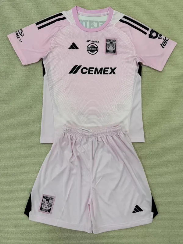 25-26 Tigres UANL Pink GoalKeeper Kids Soccer Jersey