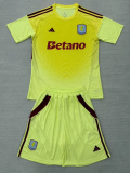 25-26 Aston Villa Yellow Goalkeeper Kids Soccer Jersey 1:1 Thai Quality