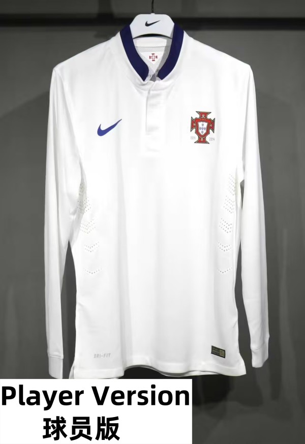 2014 Portugal Away Player Version Long Sleeve Retro Soccer Jersey 1:1 Thai Quality*长袖球员