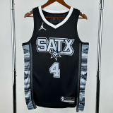 22-23 SA Spurs FOX #4 Black Top Quality Hot Pressing NBA Jersey (Trapeze Edition) 飞人版