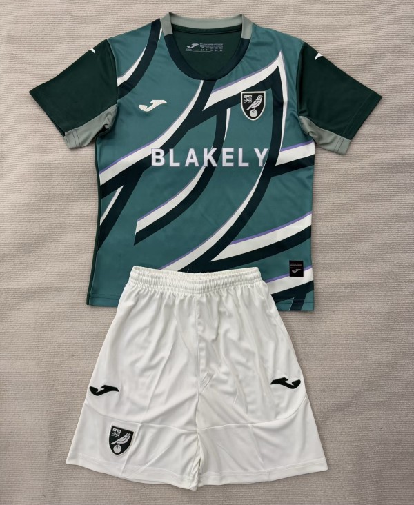 25-26 Norwich City Away Kids Soccer Jersey