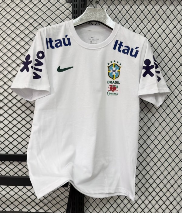 26-27 Brazil White High Quality Pure Cotton Casual T-Shirt