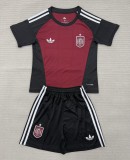 2026 Spain Red Black GoalKeeper Kids Soccer Jersey