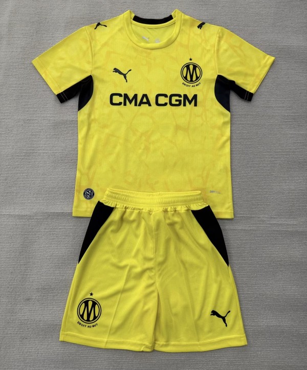 26-27 Marseille Yellow GoalKeeper Kids Soccer Jersey