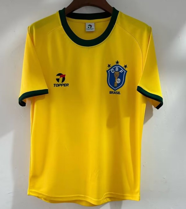 1982 Brazil Home Yellow Retro Soccer Jersey