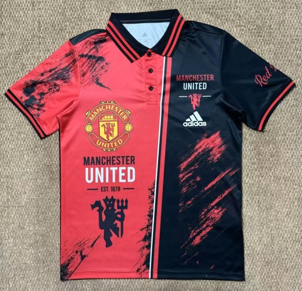 26-27 Man Utd Red Black Polo Short Sleeve