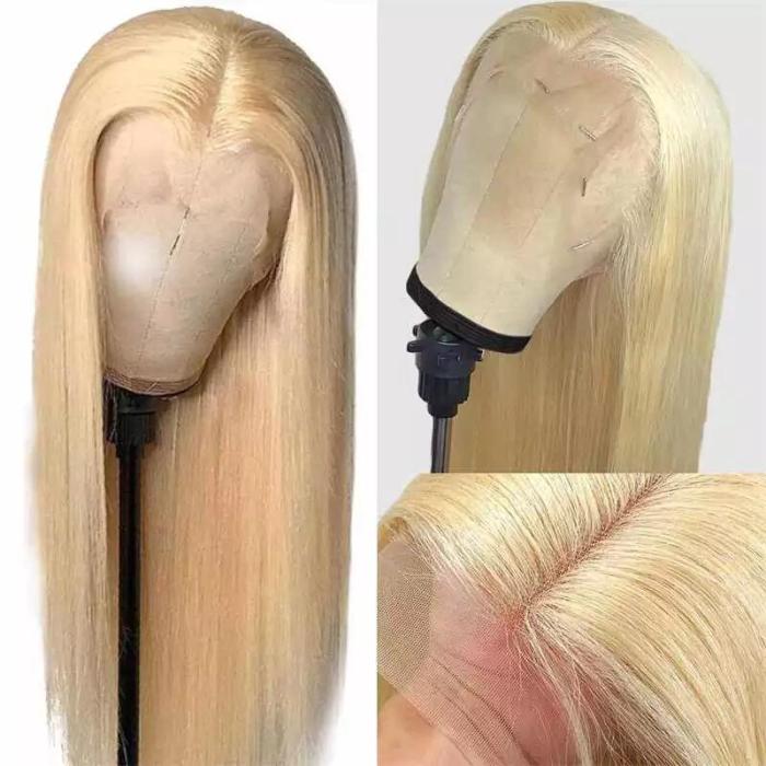 13X4 Transparent Lace Front Straight Lace Frontal Wig 613 Blonde Human Hair Wigs