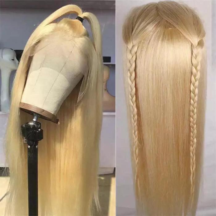13X4 Transparent Lace Front Straight Lace Frontal Wig 613 Blonde Human Hair Wigs