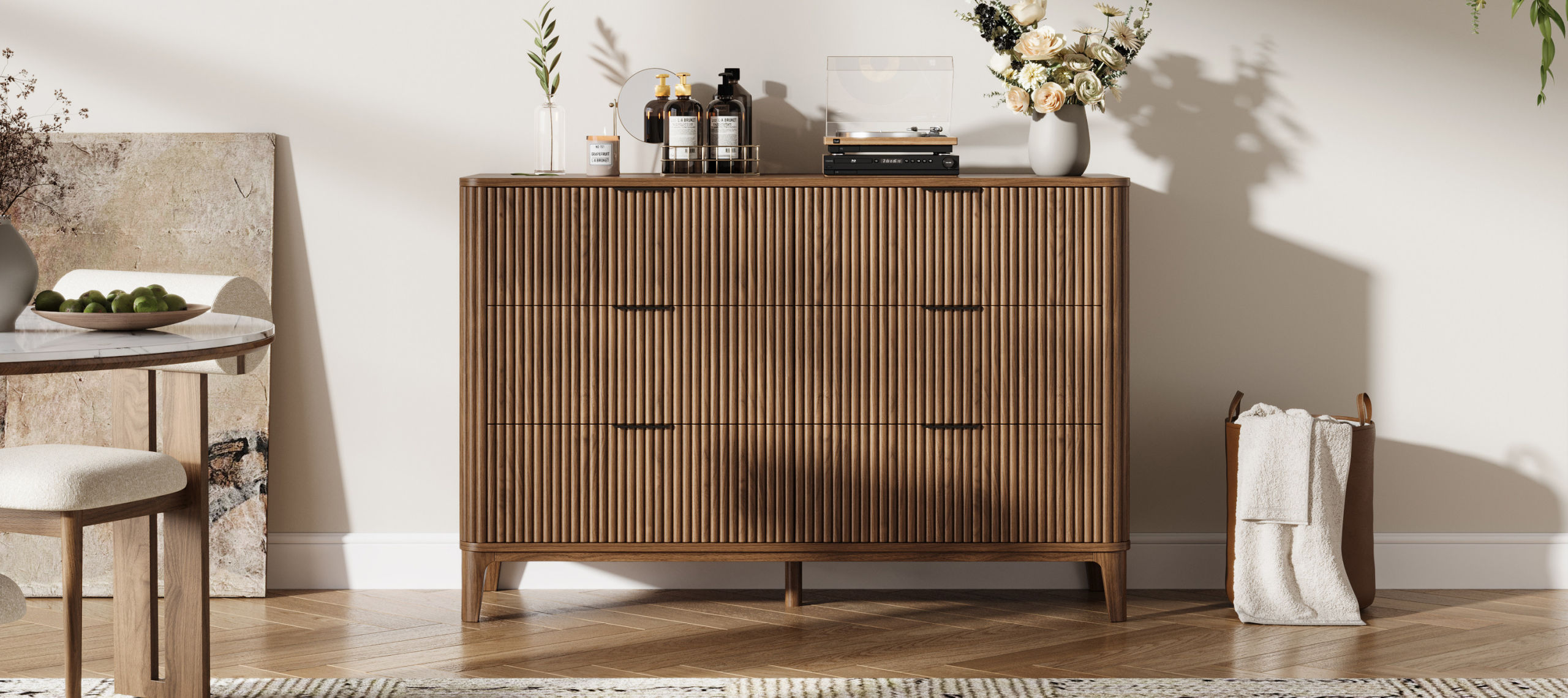 Honed marble + hand patinated brass