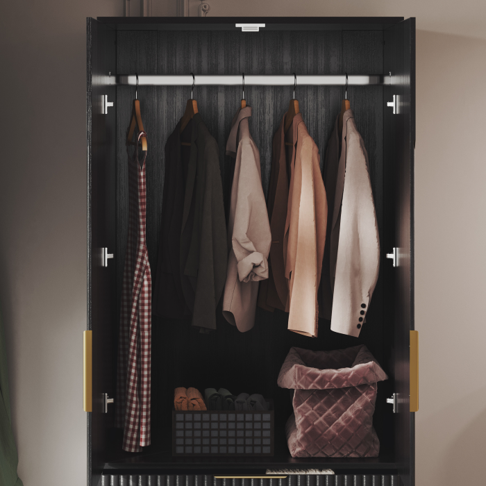 UGTOO 71.7-Inch Wooden Groove Splicing Independent Double Door Wardrobe