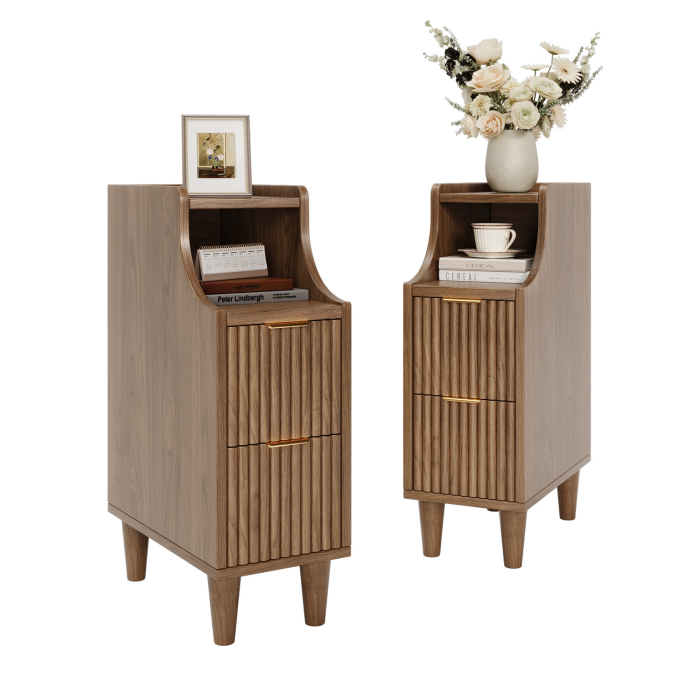 UGTOO 2PC 7.87Inch Narrow High Gap Nightstands