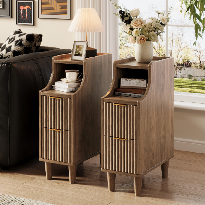 UGTOO 2PC 7.87Inch Narrow High Gap Nightstands