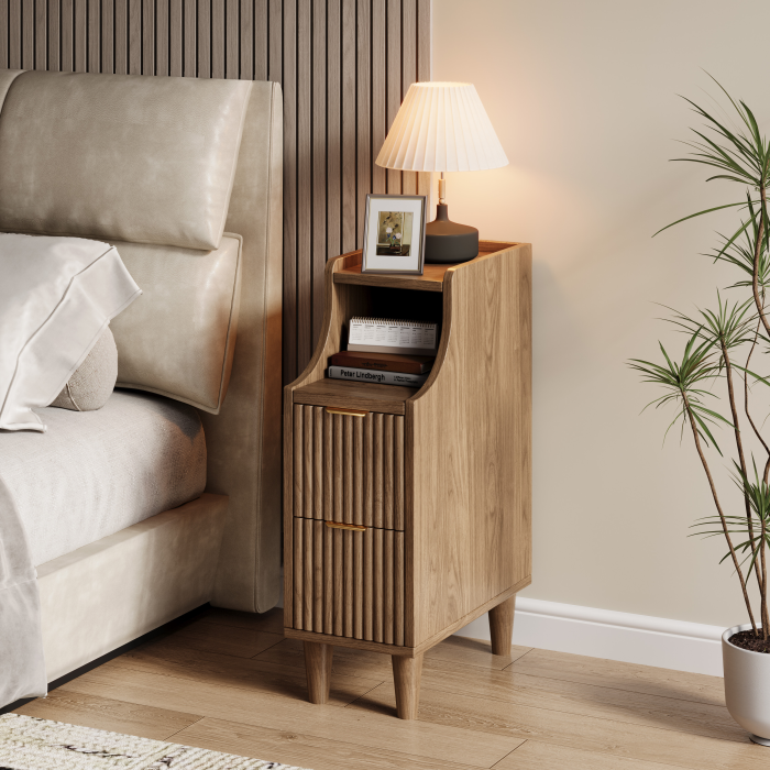 UGTOO 2PC 7.87Inch Narrow High Gap Nightstands