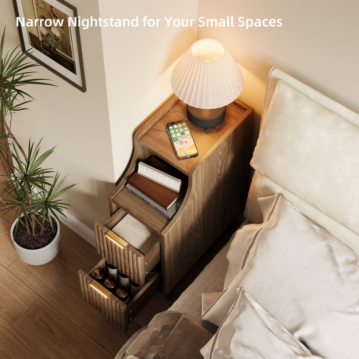 UGTOO 2PC 7.87Inch Narrow High Gap Nightstands