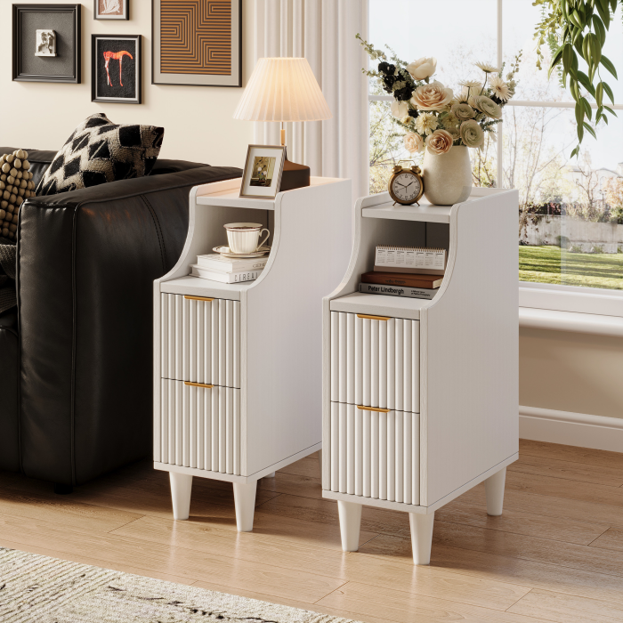 UGTOO 2PC 7.87Inch Narrow High Gap Nightstands