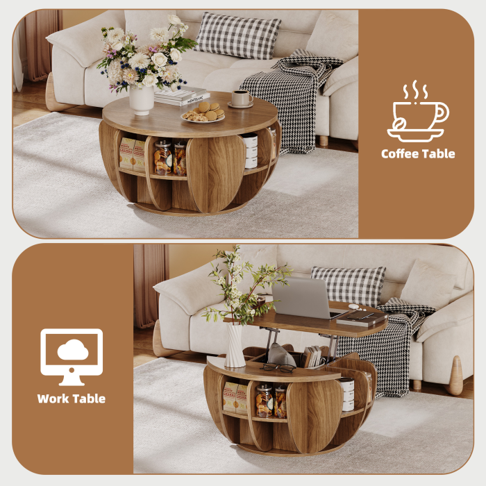 UGTOO 32.68-inch diameter circular coffee lift table