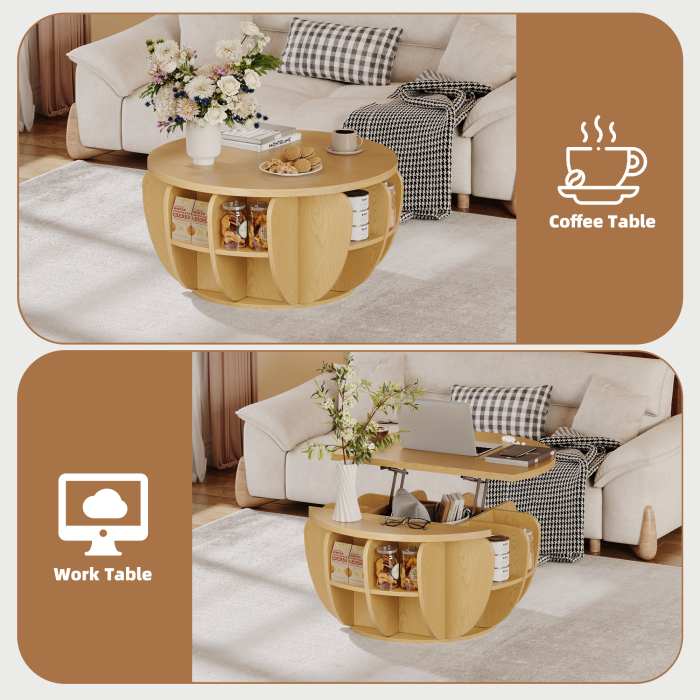 UGTOO 32.68-inch diameter circular coffee lift table