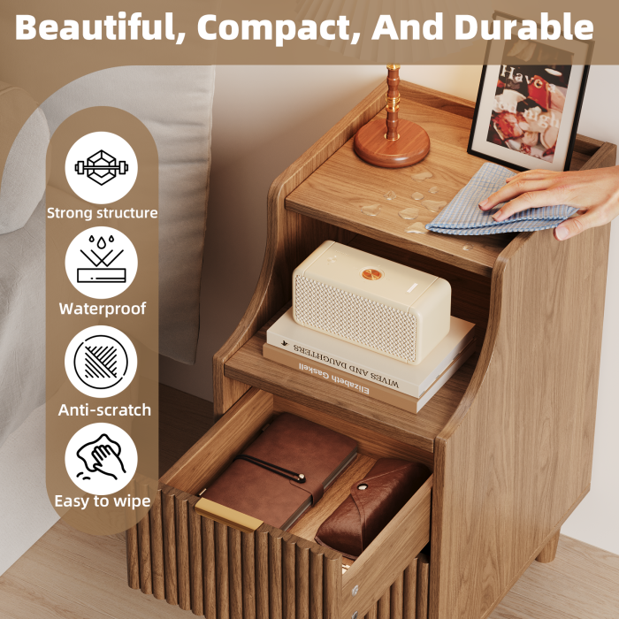 UGTOO 2PC 11.81Inch Narrow Gap Nightstands
