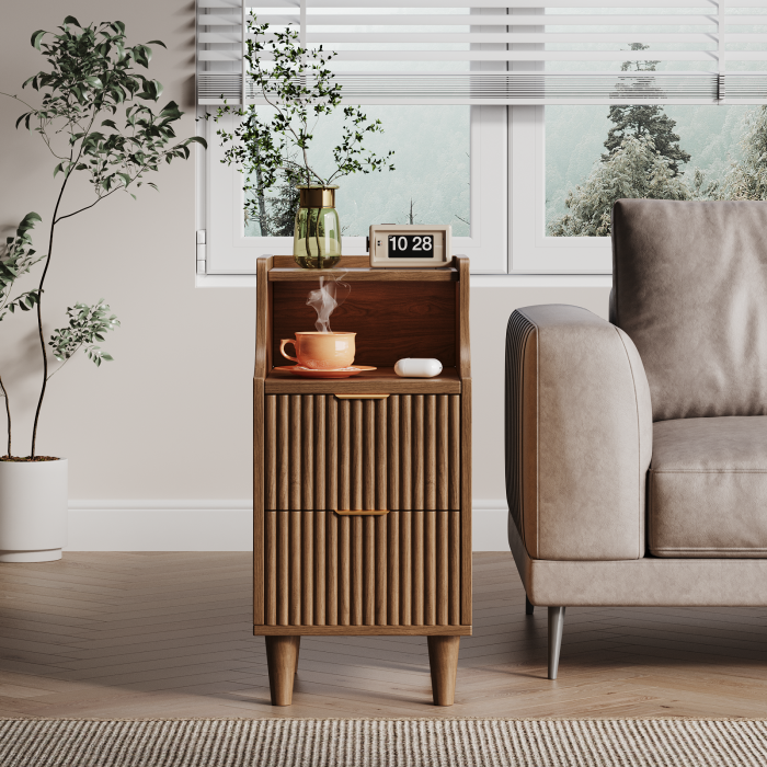 UGTOO 2PC 11.81Inch Narrow Gap Nightstands