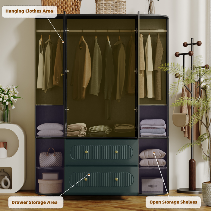 UGTOO 47.24Inch Dual Door Multifunctional Wardrobe