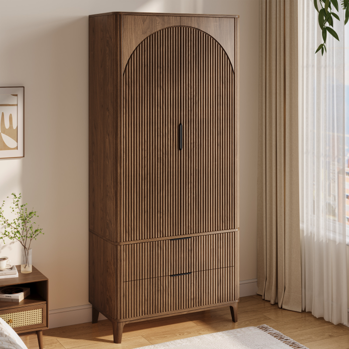 UGTOO 31.4-Inch Double Doors Rustic Wardrobe