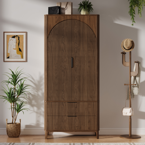 UGTOO 31.4-Inch Double Doors Rustic Wardrobe