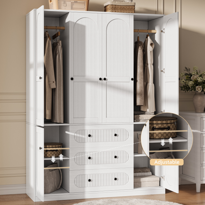 UGTOO 55.1Inch 4-Doors Large Wardrobe