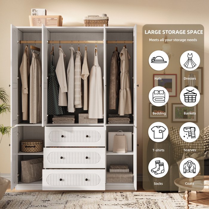 UGTOO 55.1Inch 4-Doors Large Wardrobe
