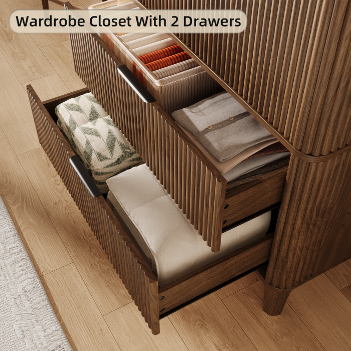 UGTOO 31.4-Inch Double Doors Rustic Wardrobe