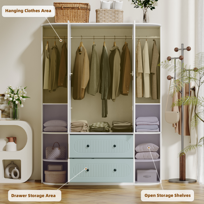 UGTOO 47.24Inch Dual Door Multifunctional Wardrobe