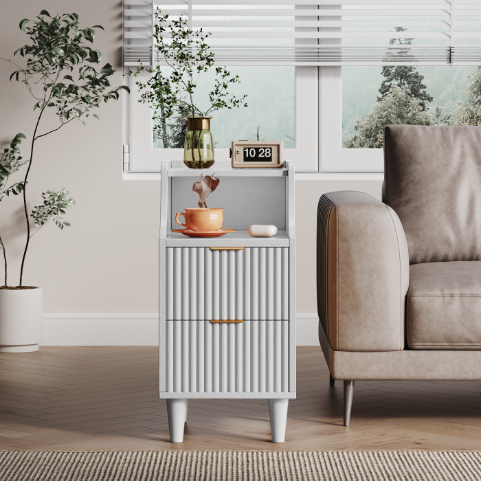 UGTOO 2PC 11.81Inch Narrow Gap Nightstands