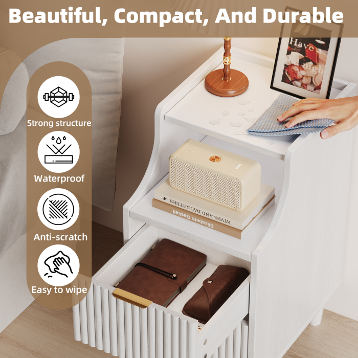 UGTOO 2PC 11.81Inch Narrow Gap Nightstands