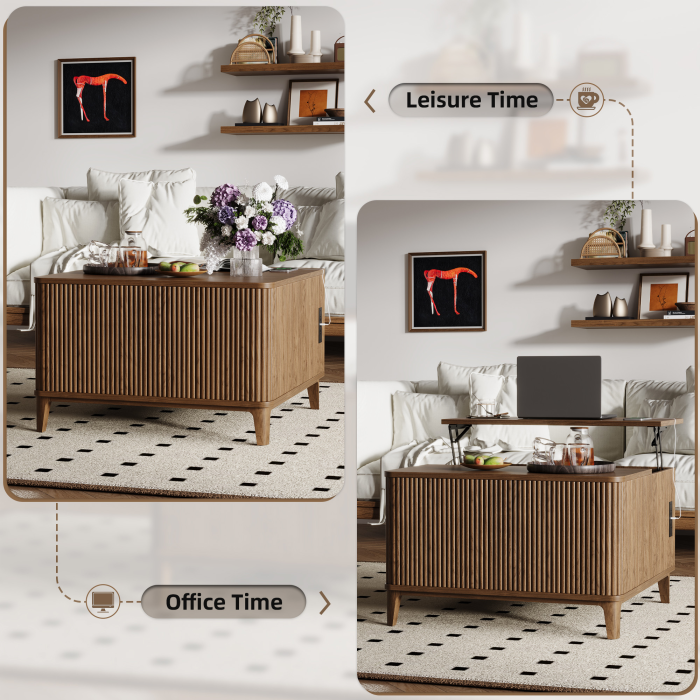 UGTOO 31.4In Modern Lift Top Coffee Table with Power Outlet & USB Ports