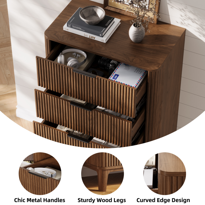UGTOO 45.2In Modern 5-Drawer Chest with Grooved Panels