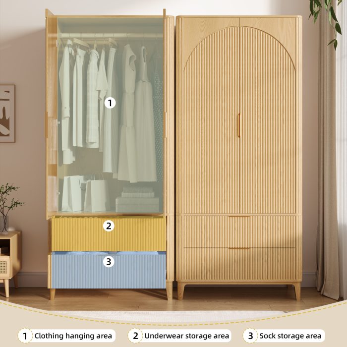 UGTOO 31.4-Inch Double Doors Rustic Wardrobe