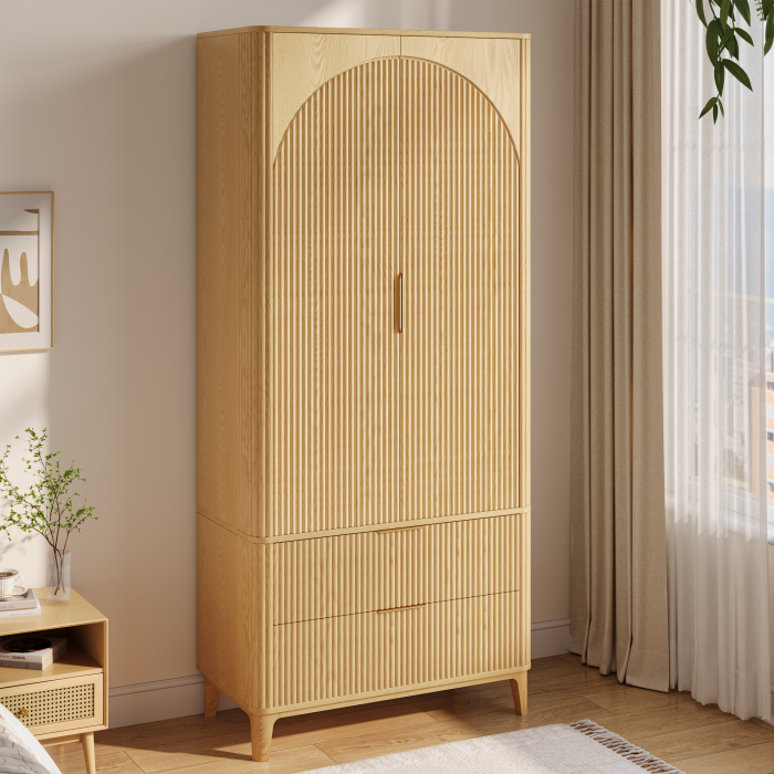 UGTOO 31.4-Inch Double Doors Rustic Wardrobe