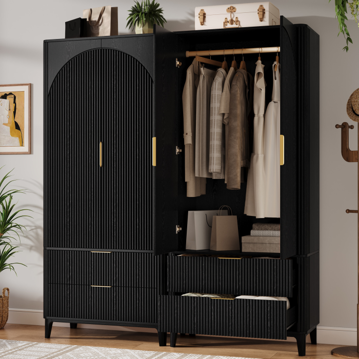 UGTOO 31.4-Inch Double Doors Rustic Wardrobe