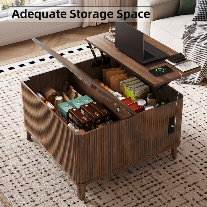 UGTOO 31.4In Modern Lift Top Coffee Table with Power Outlet & USB Ports