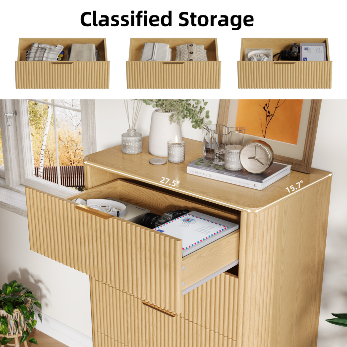 UGTOO 45.2In Modern 5-Drawer Chest with Grooved Panels