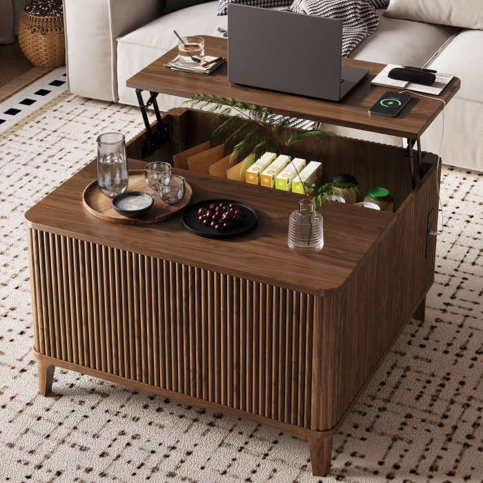 UGTOO 31.4In Modern Lift Top Coffee Table with Power Outlet & USB Ports