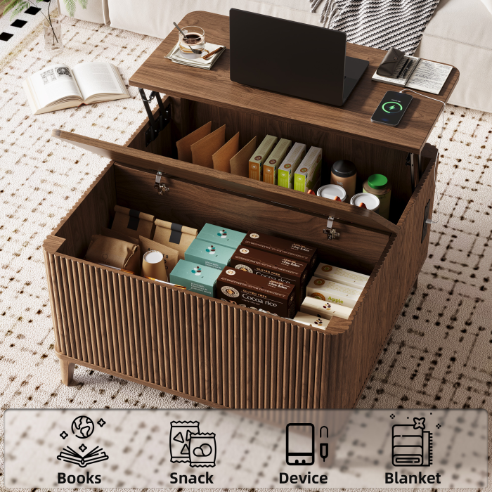 UGTOO 31.4In Modern Lift Top Coffee Table with Power Outlet & USB Ports