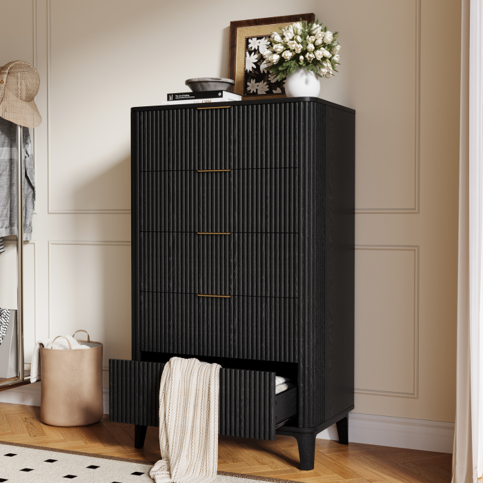 UGTOO 45.2In Modern 5-Drawer Chest with Grooved Panels